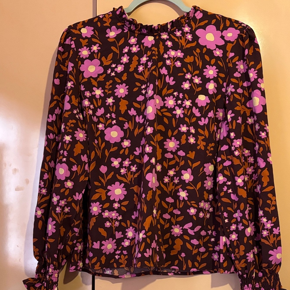 Princess Highway NWT Floral Blouse in Purple and Pink with bow in back